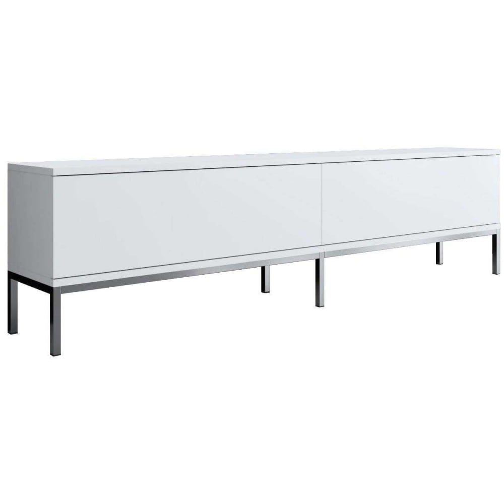 Meuble tv en aggloméré et métal  blanc et argenté