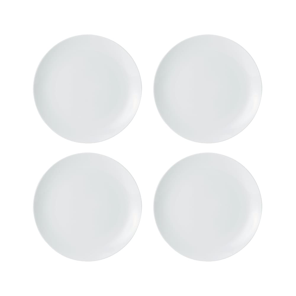 Set De 4 Assiettes D'Appoint En Porcelaine Blanche 21cm
