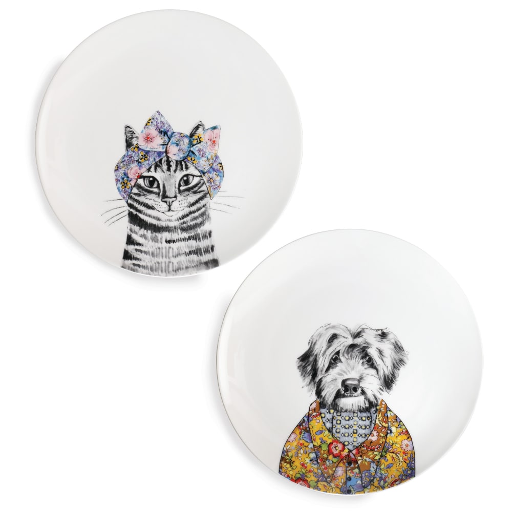 Set De 2 Assiettes D'Appoint En Porcelaine Blanche Set De 2 Assiettes D'Appoint En Porcelaine Blanche