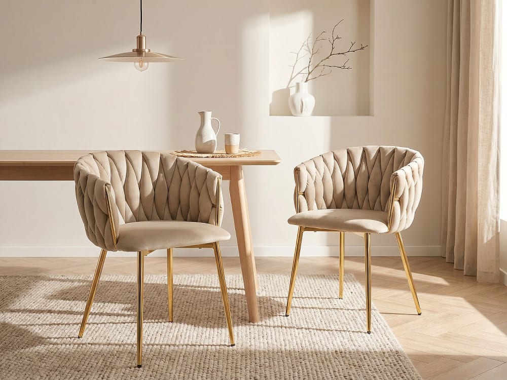 Lot de 6 chaises velours beige