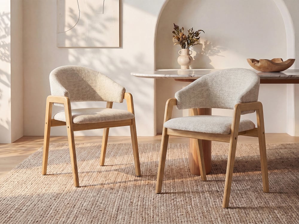 Lot de 2 chaises bois beige Lot de 2 chaises bois beige