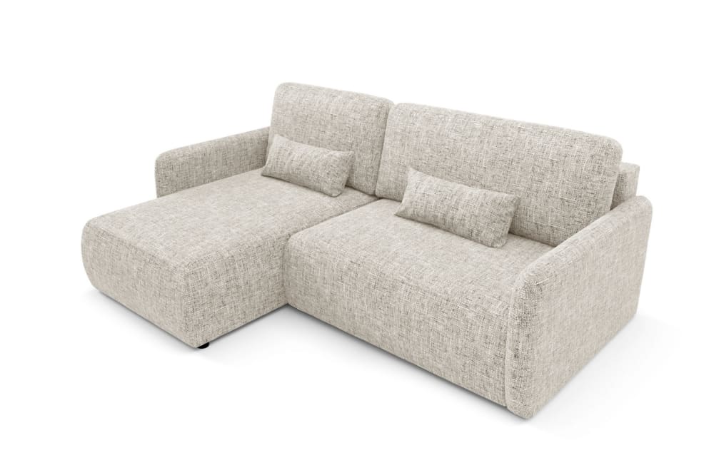 Canapé d'angle convertible  4 places en tissu tressé Beige