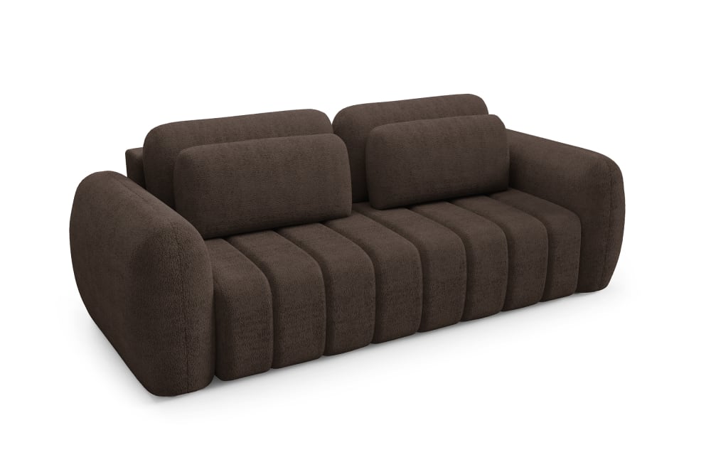 Canapé convertible 3 places en tissu marron