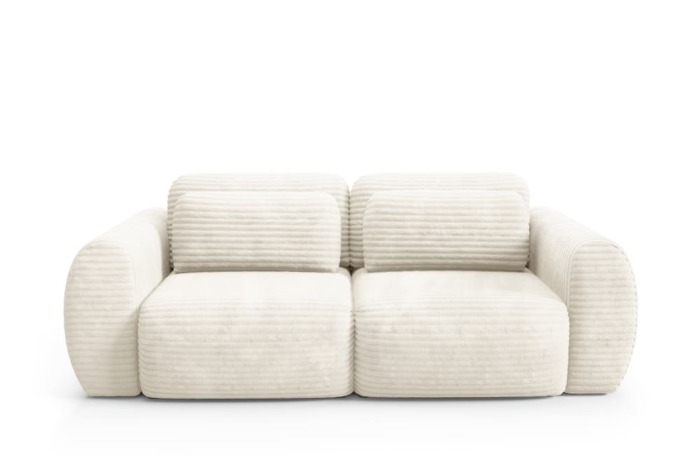 Canapé Convertible 3 Places en velours côtelé grosse maille beige