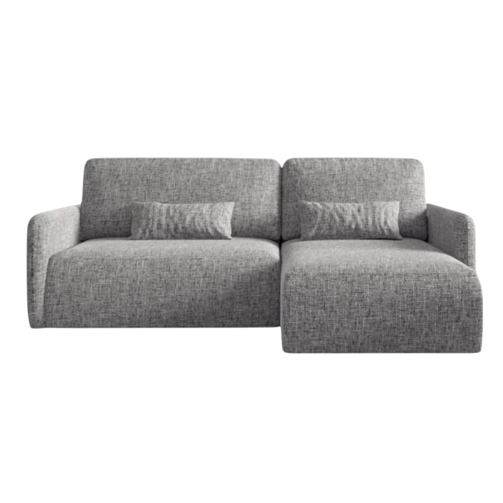 Canapé d'angle convertible  4 places en tissu tressé Gris