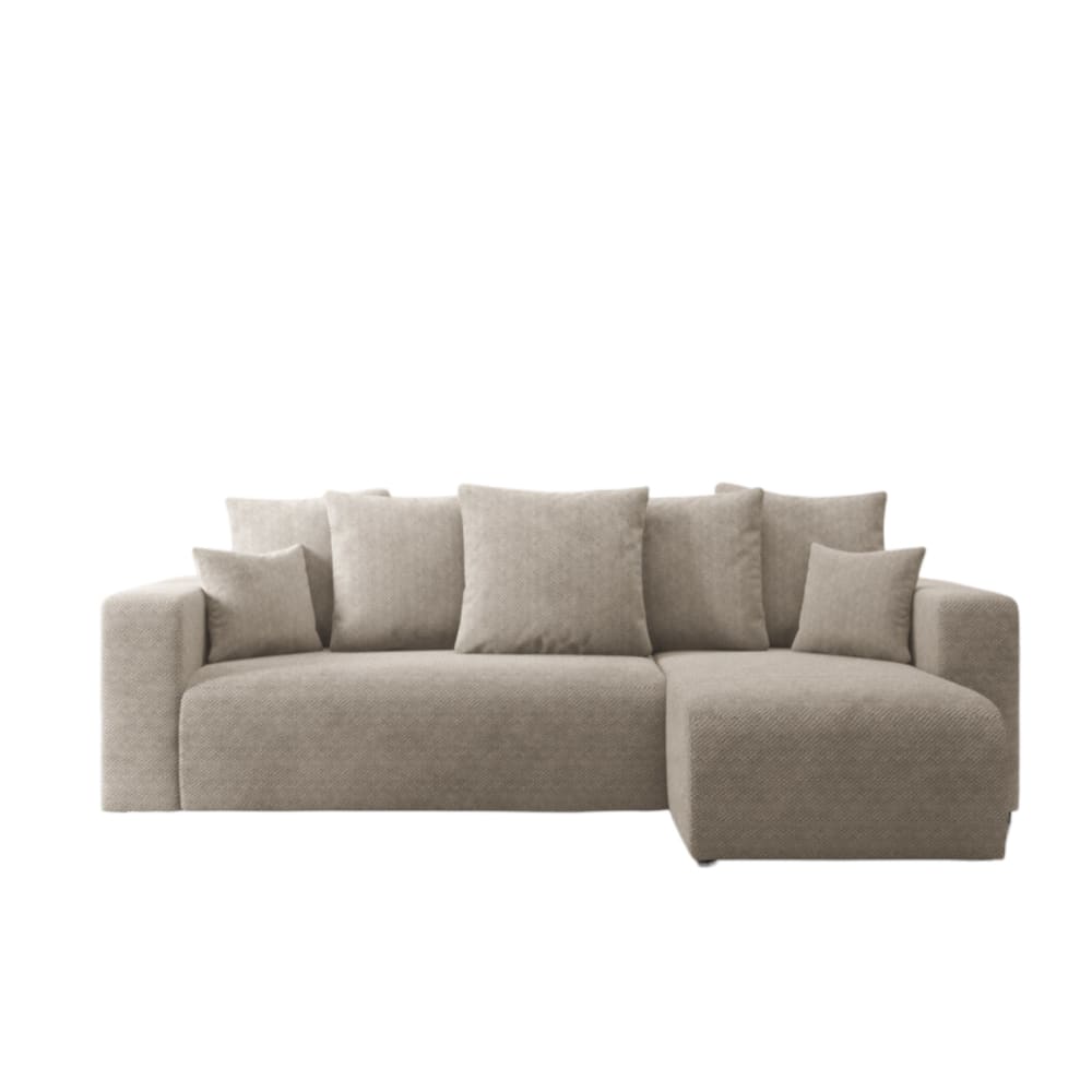 Canapé d'angle convertible 4 places en tissu anti tâche beige