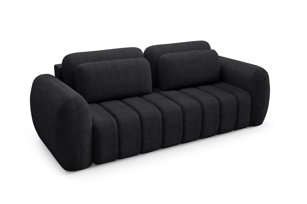 Canapé convertible 3 places en tissu noir