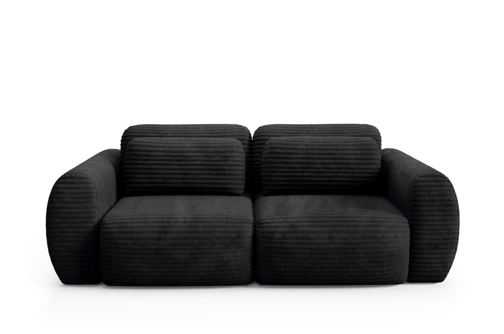 Canapé Convertible 3 Places en velours côtelé grosse maille noir