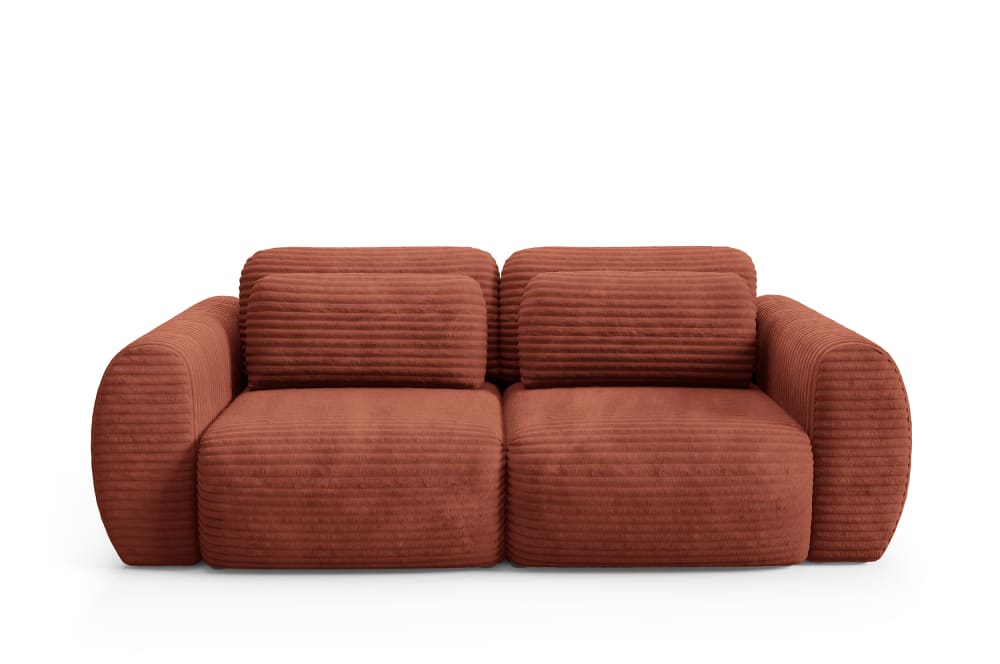 Canapé Convertible 3 Places en velours côtelé grosse maille terracotta