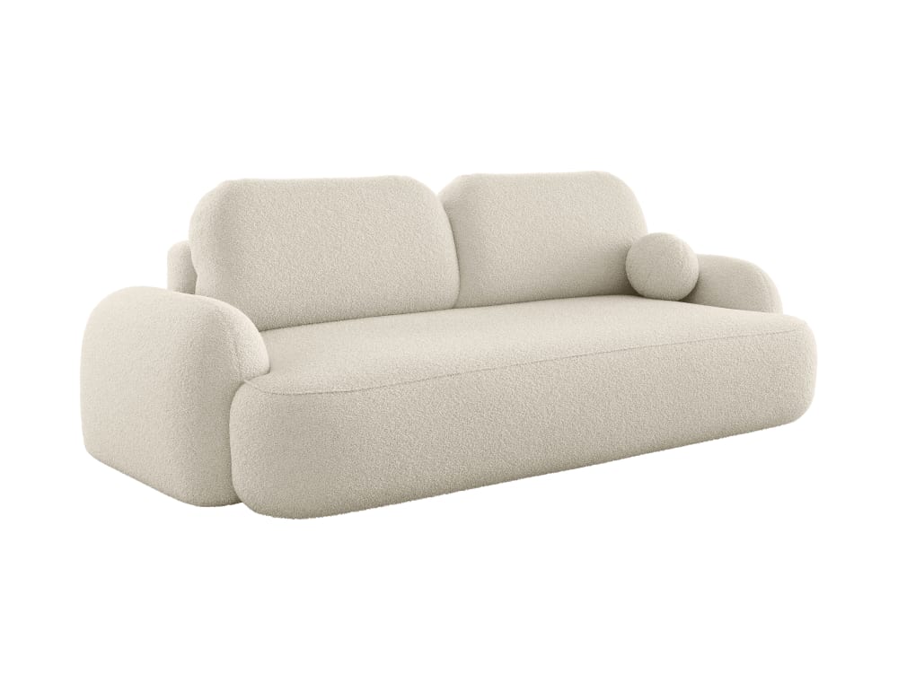Canapé convertible 3 places en tissu bouclette beige
