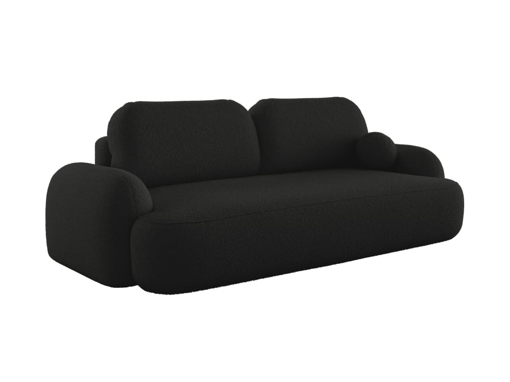 Canapé convertible 3 places en tissu bouclette noir
