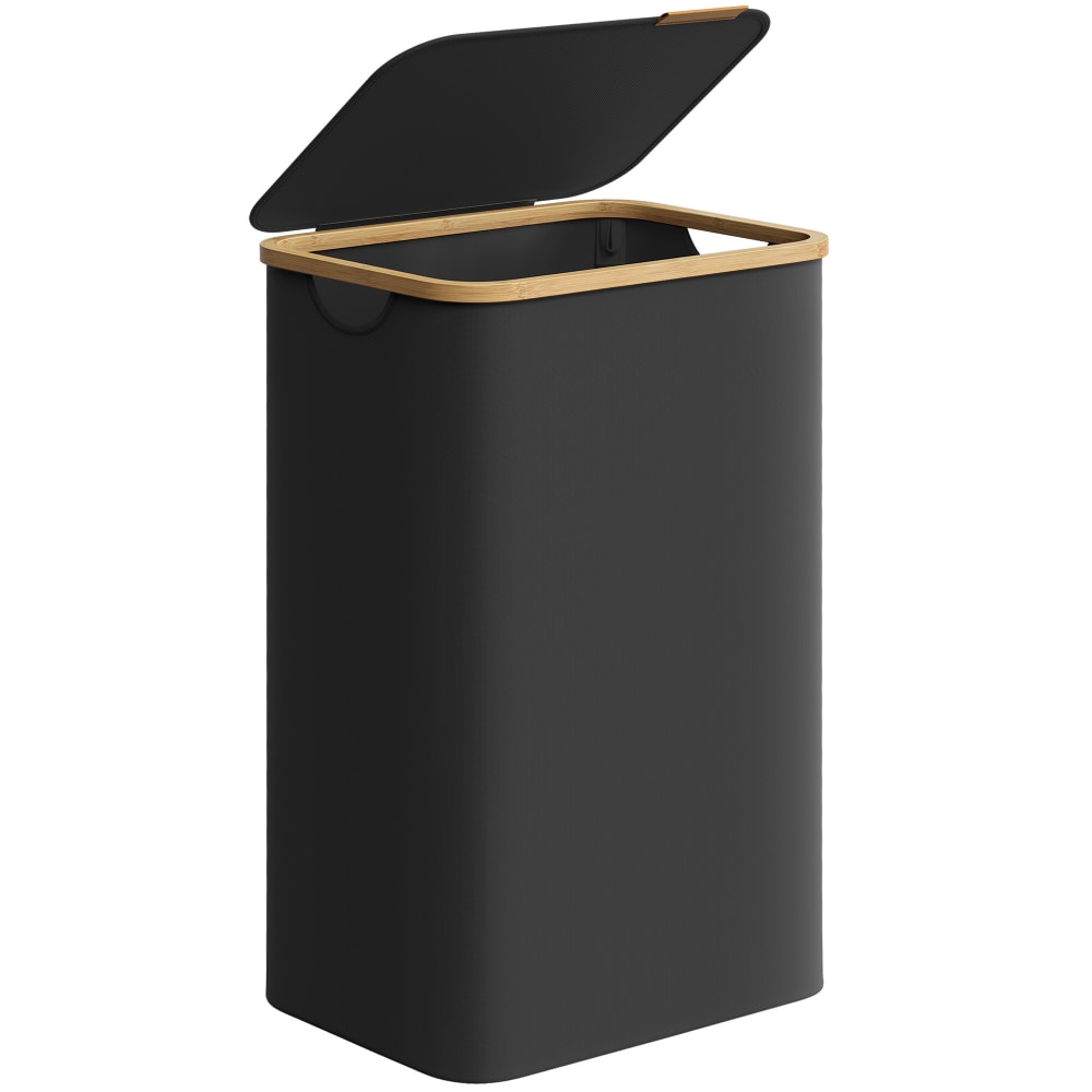 Cesto de ropa sucia de 90 l con forro extraíble de color negro