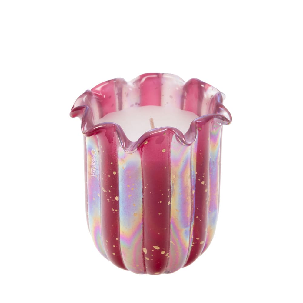 Bougie andy 10 cm rose en verre
