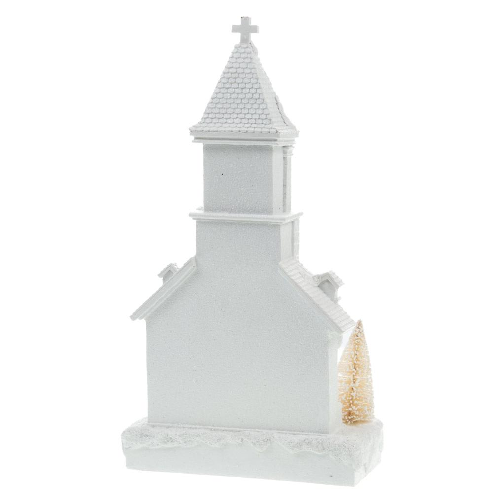 Eglise de Noël 36 cm blanc en résine - Maisons du Monde