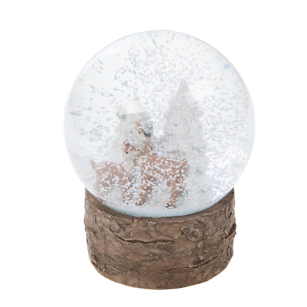 Boule à neige Biche refuge blanc en résine - Maisons du Monde