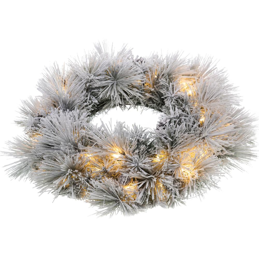 Couronne epicea led neige 61 cm blanc en plastique