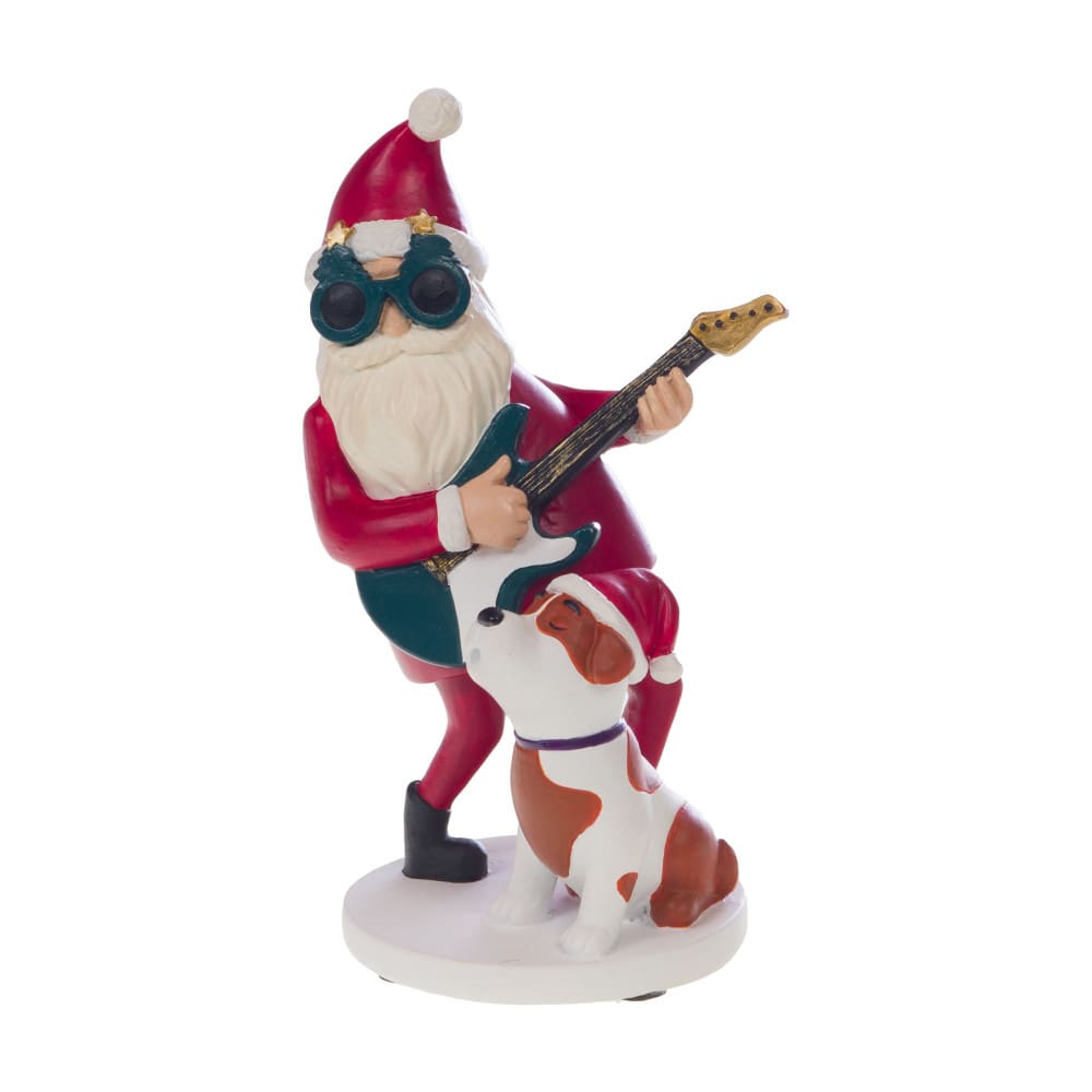 Père noël rockeur multicolore en résine