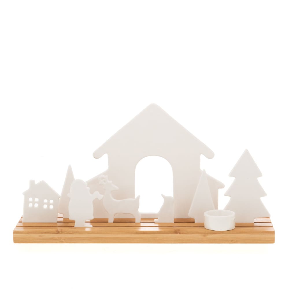 Bougeoir village de noël - porcelaine