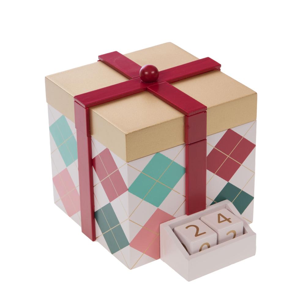 Calendrier de l'avent 1 case multicolore en bois