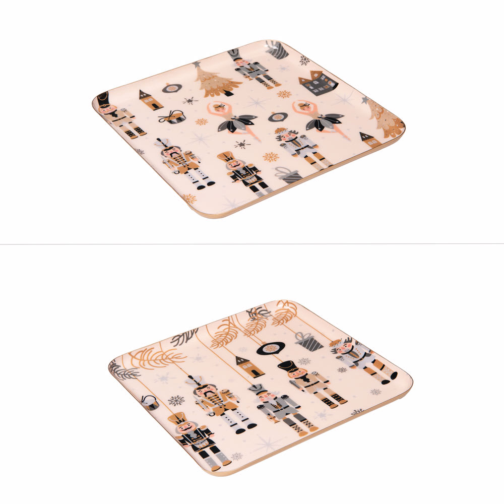 Plateau carré   25x25 cm (1 modèle aléatoire) multicolore en métal