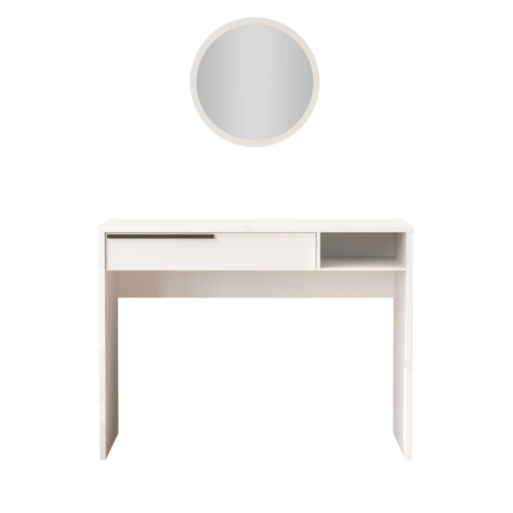 Coiffeuse 1 tiroir avec miroir à fixer L45cm - Blanc