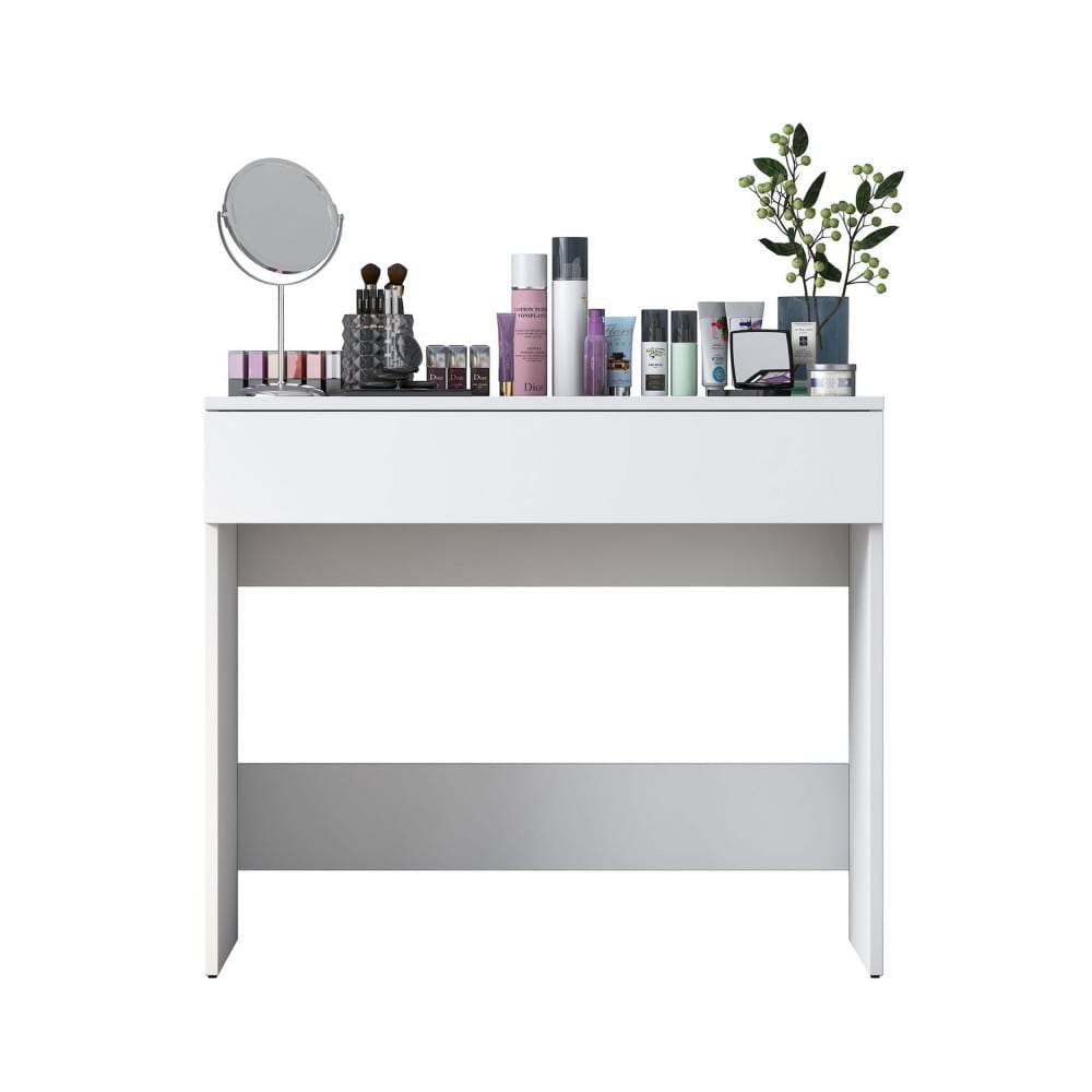 Coiffeuse 1 tiroir en bois L90cm - Blanc