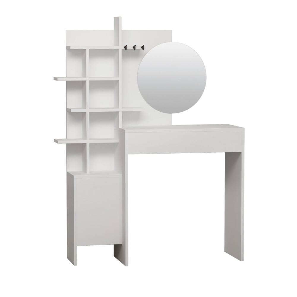 Coiffeuse 1 tiroir avec miroir L71,50cm - Blanc