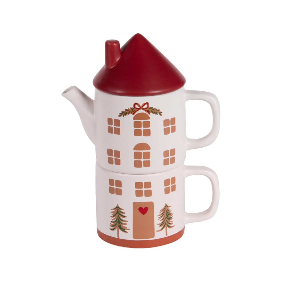 Mug avec théière cheminée 55 cl multicolore en céramique