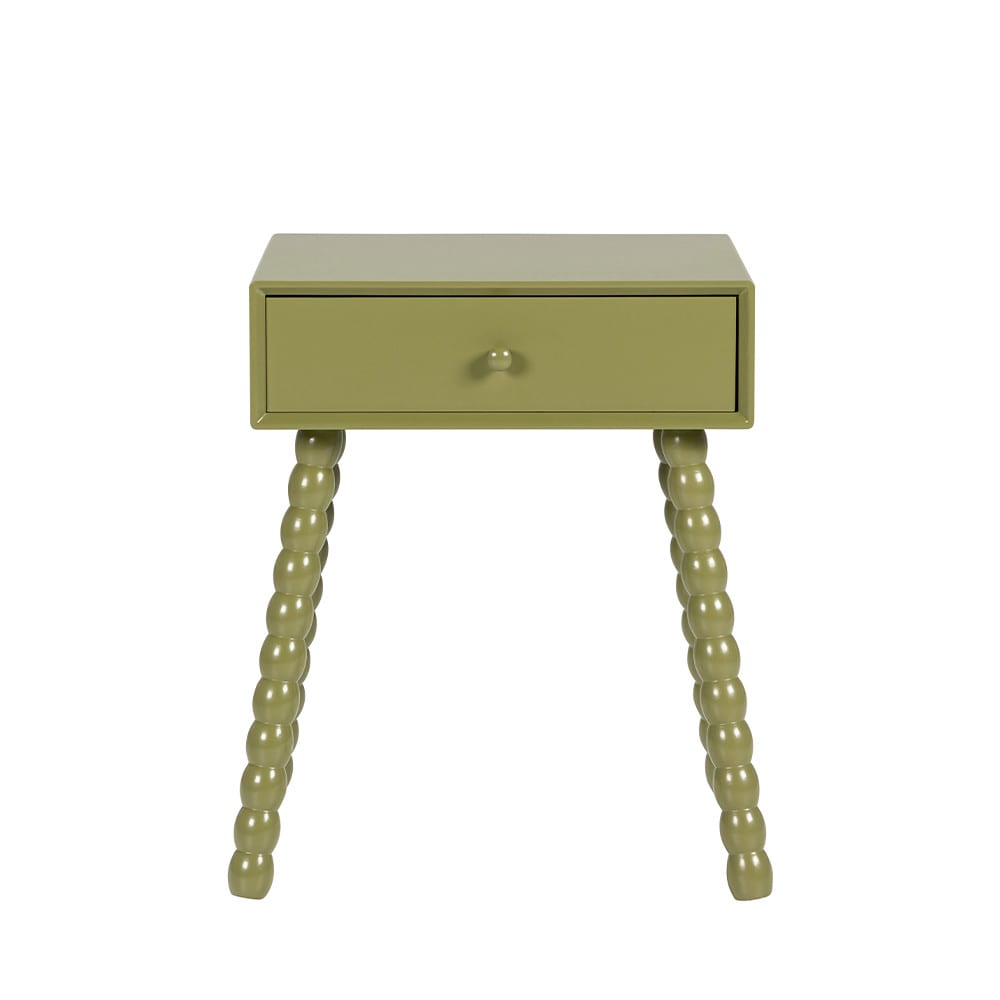 Table de chevet 1 tiroir en bois  - Vert olive