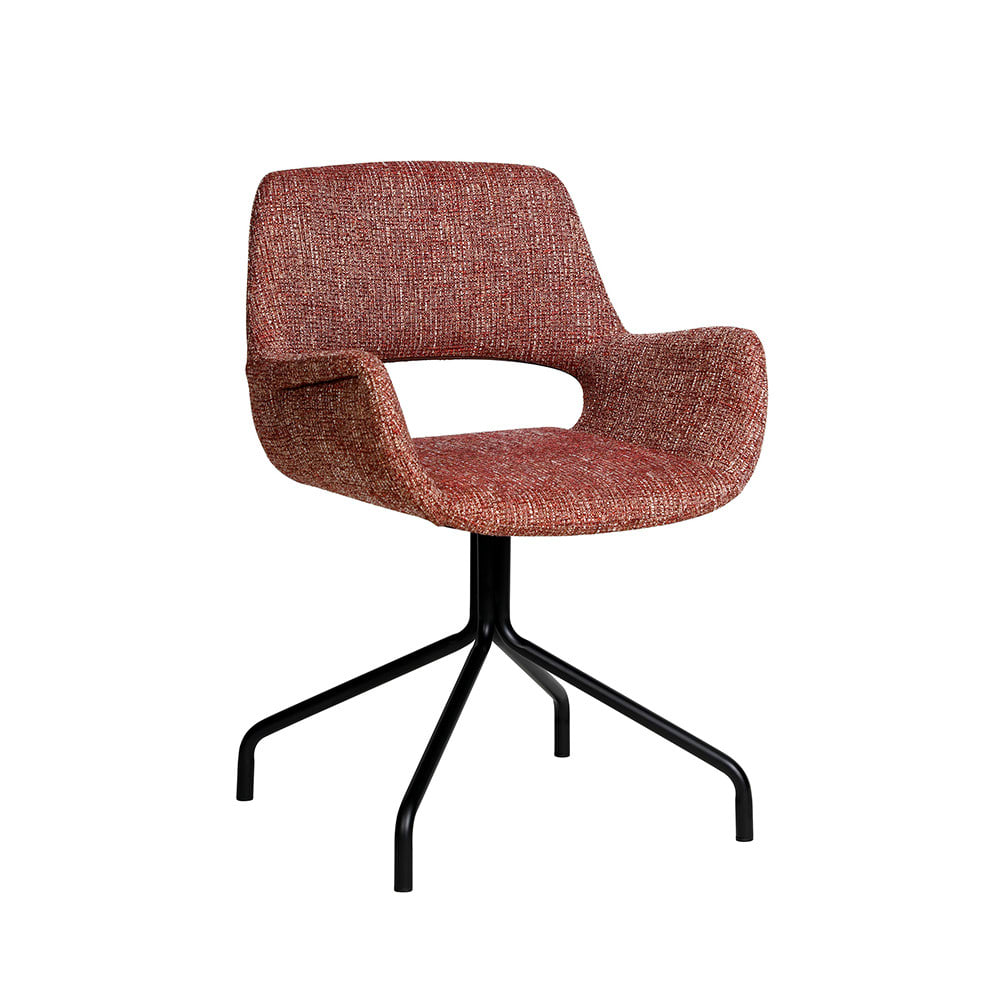 Chaise de bureau pivotante en tissu et métal - Bordeaux chiné