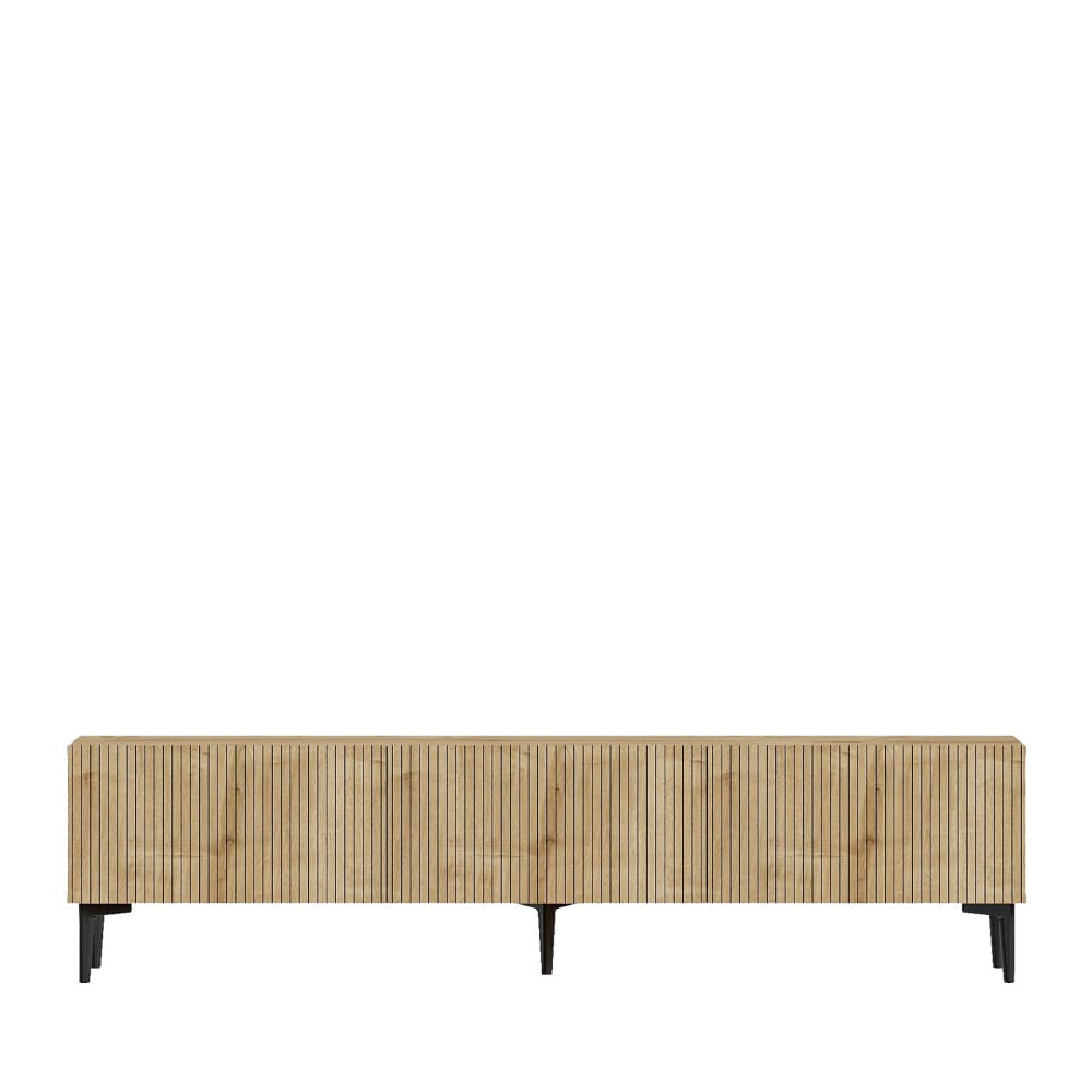 Meuble tv 3 portes en bois et métal L180cm - Bois clair