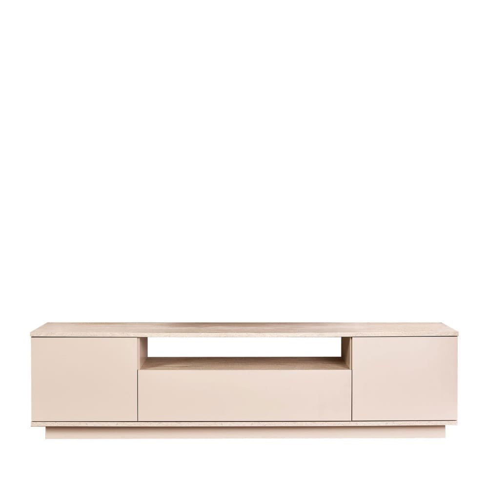 Meuble tv 3 portes effet travertin L180cm - Beige
