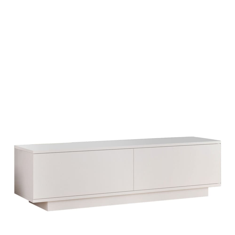 Meuble TV 2 portes en bois L140cm - Blanc