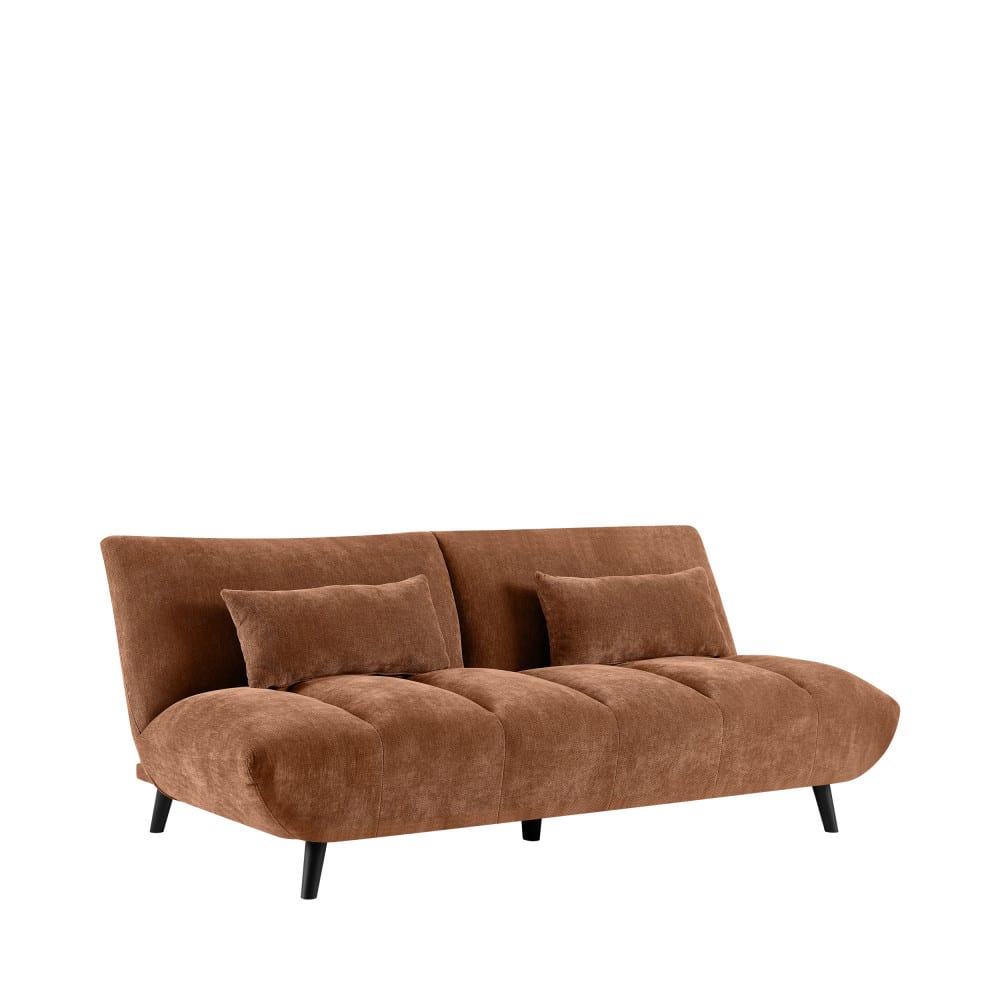 Canapé convertible 3 places en tissu chenille - Rouille