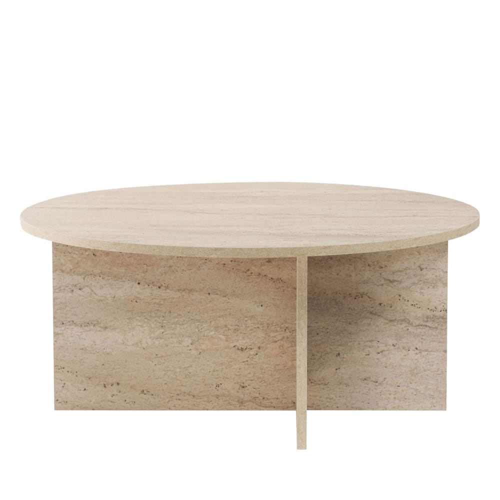 Table basse ronde en effet travertin ø90cm - Beige