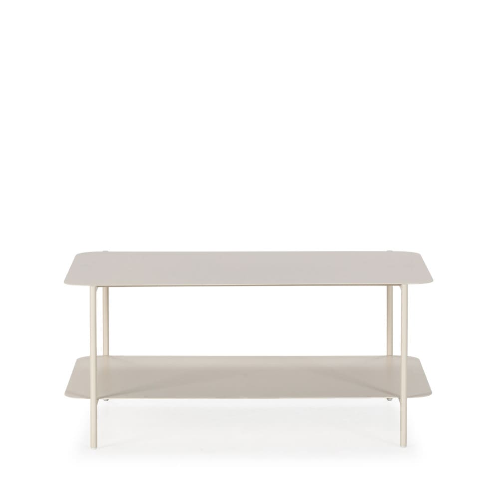 Table basse rectangulaire en métal à double plateau - Beige