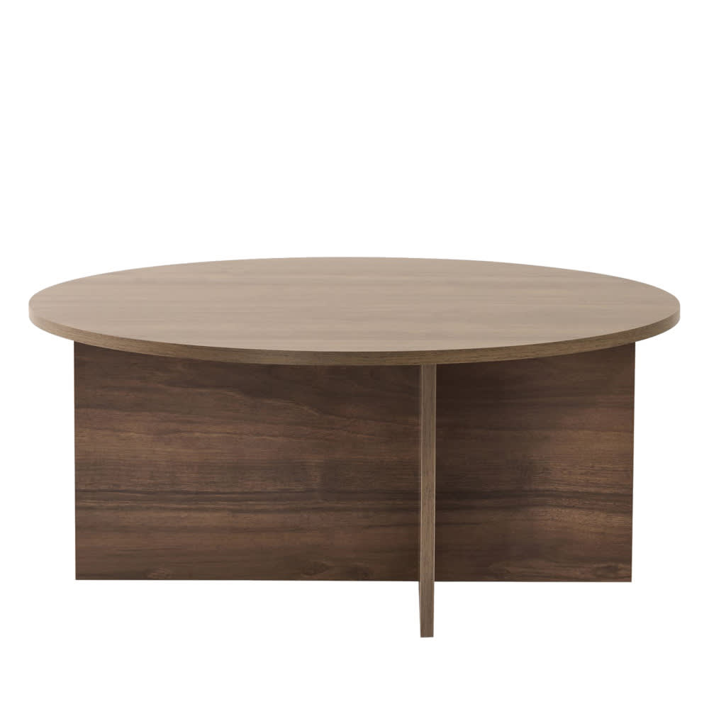 Table basse ronde en bois ø90cm - Bois foncé