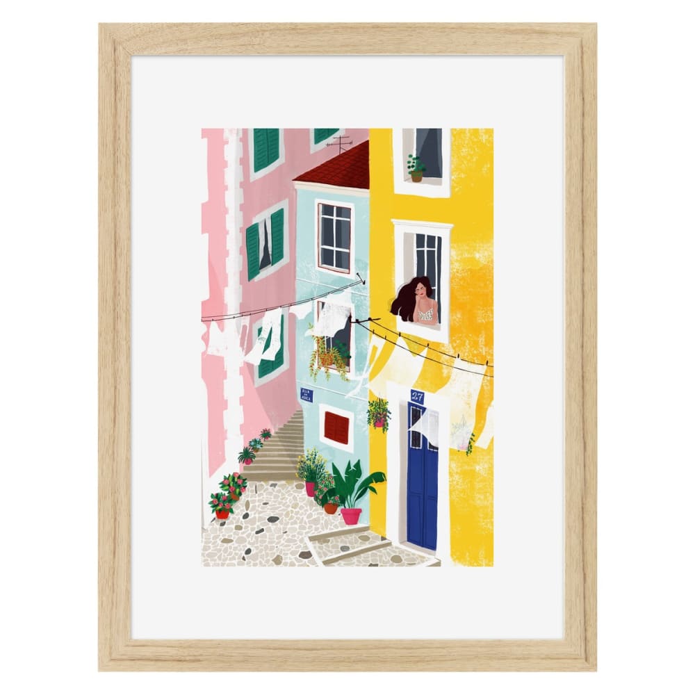 Affiche encadrée en chêne Vacances 30x40