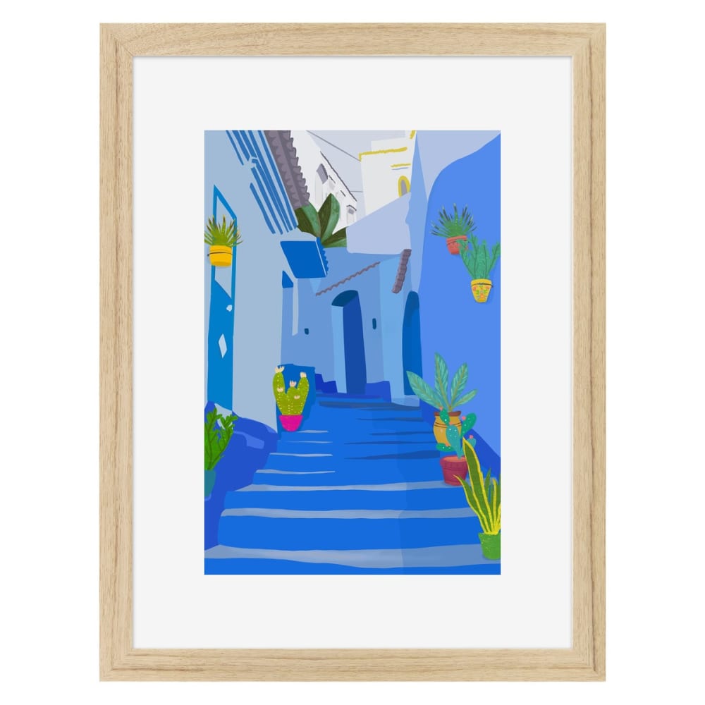 Affiche encadrée en chêne Ruelle 30x40