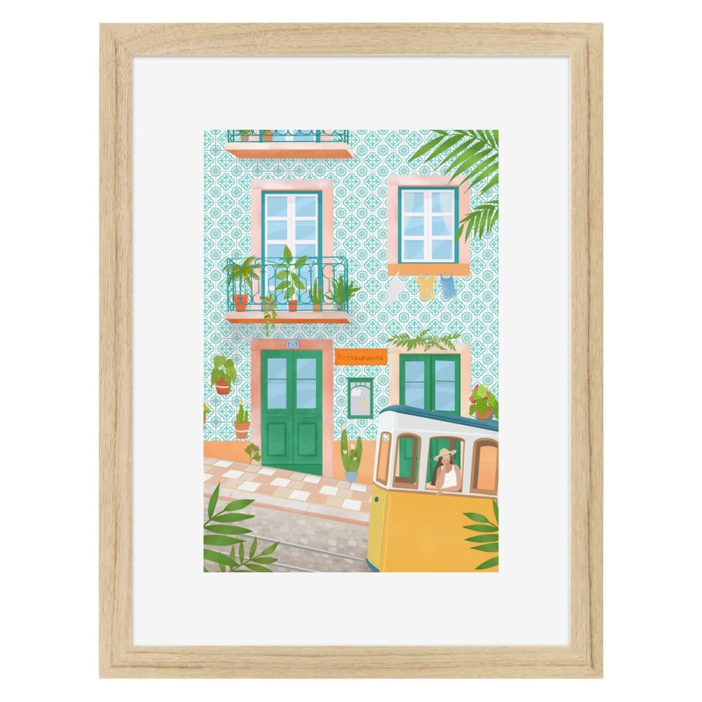 Affiche encadrée en chêne Rue 30x40