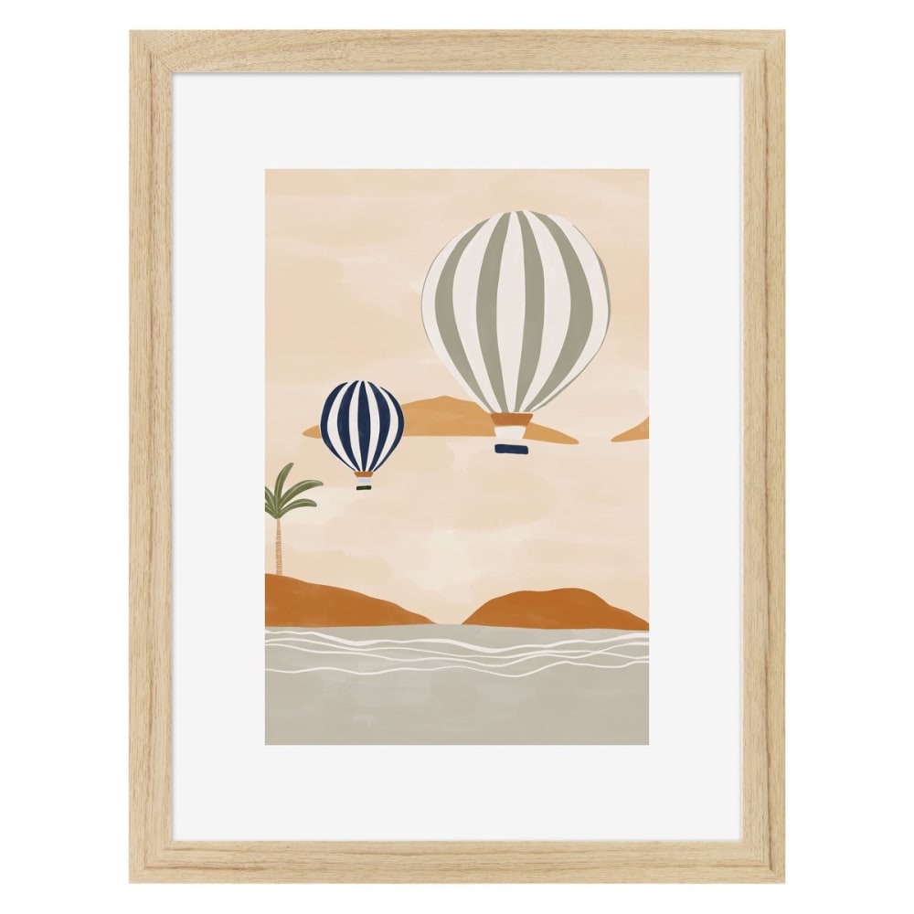 Affiche encadrée en chêne Montgolfière 30x40