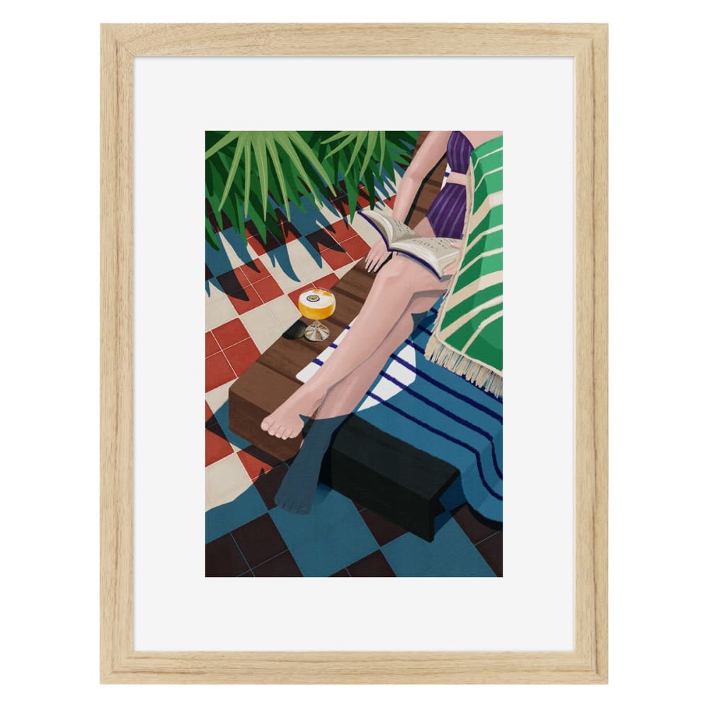 Affiche encadrée en chêne Détente 30x40