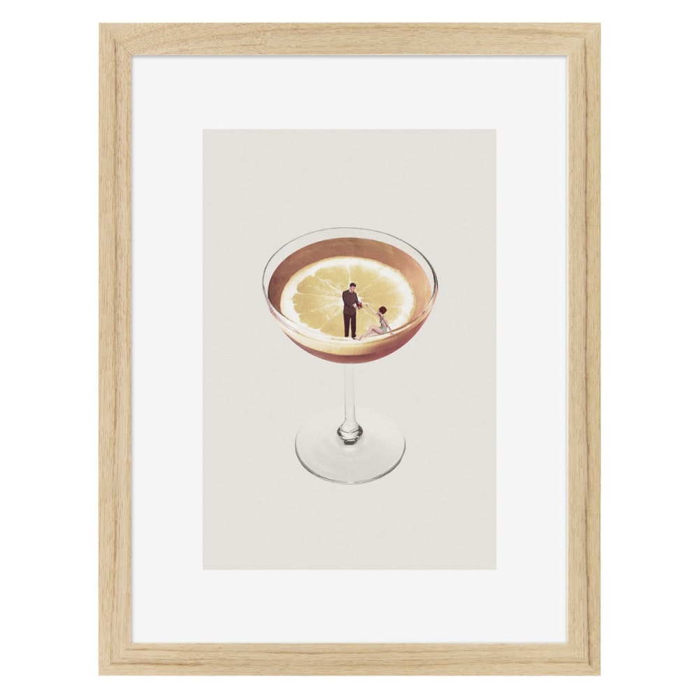 Affiche encadrée en chêne Cocktail 30x40