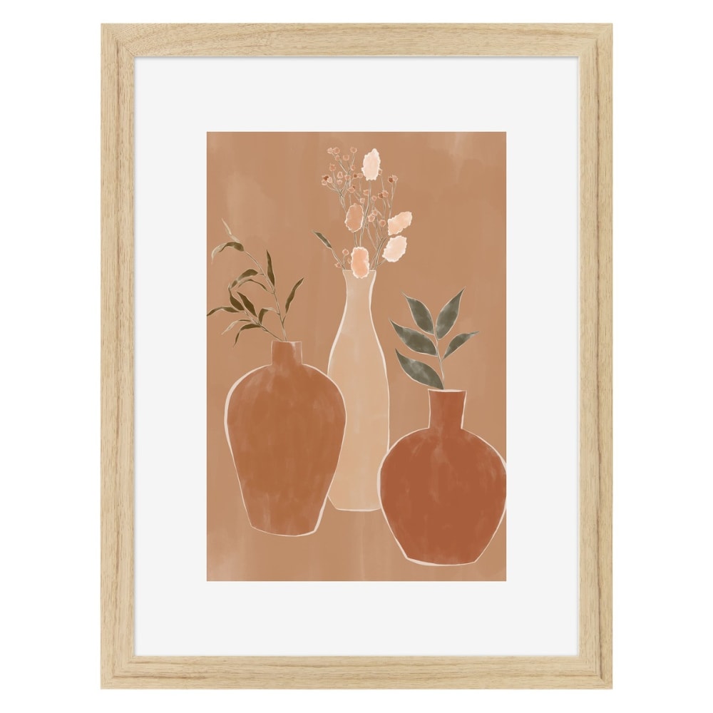 Affiche encadrée en chêne Fleurs 30x40