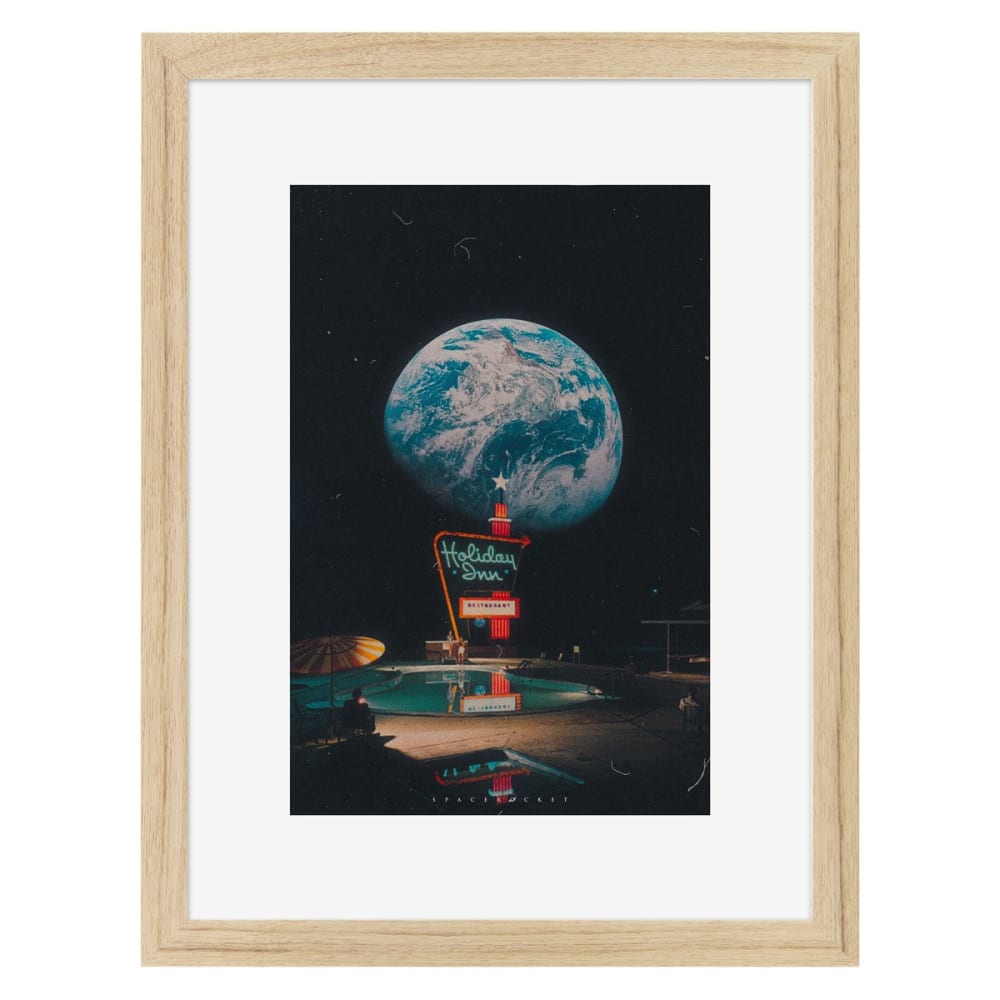 Affiche encadrée en chêne Monde 30x40