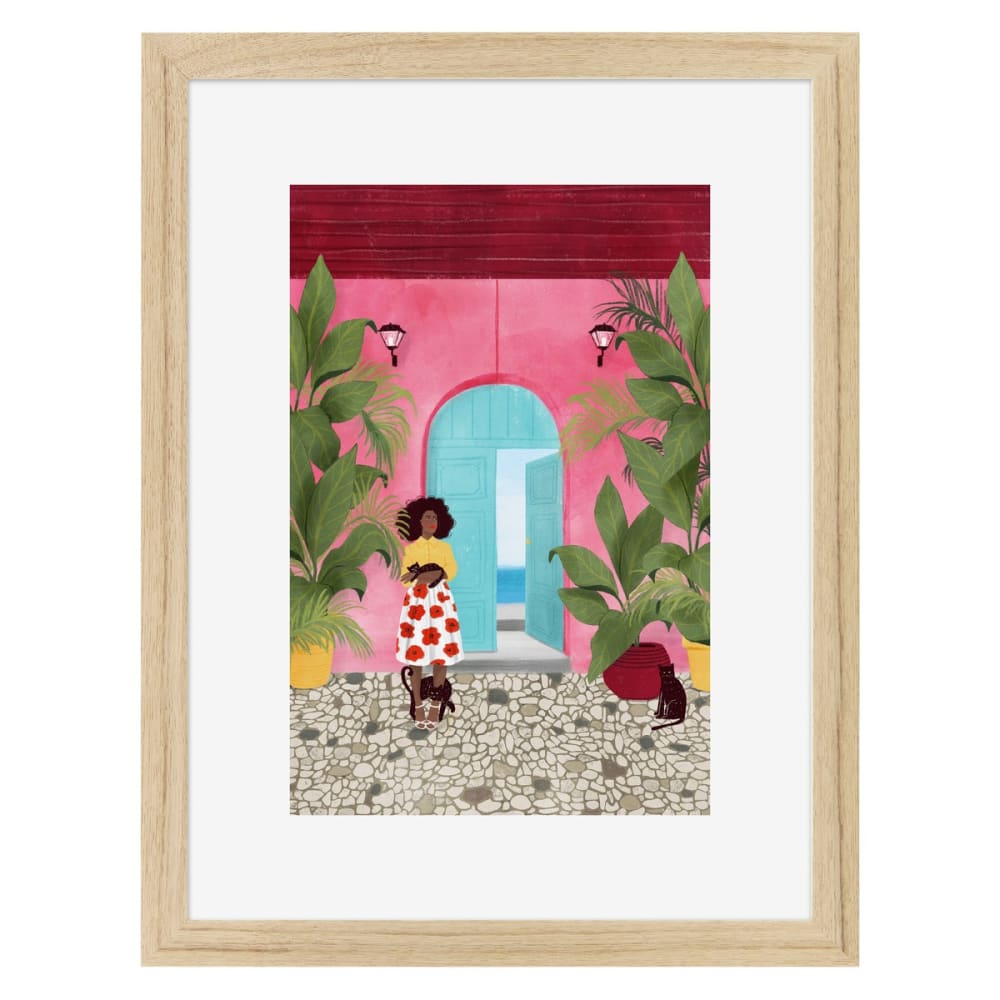 Affiche encadrée en chêne Chats 30x40