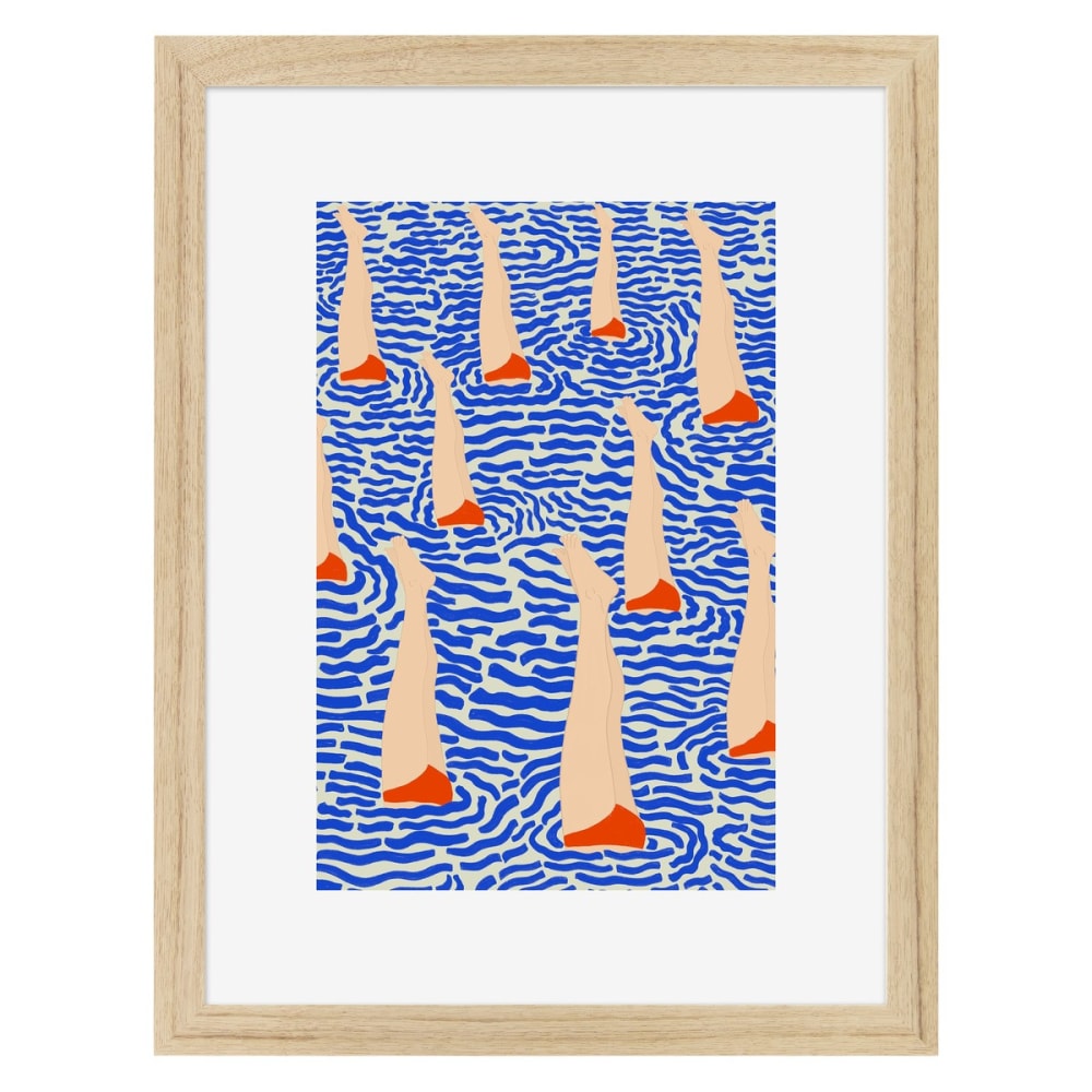 Affiche encadrée en chêne Bain 30x40