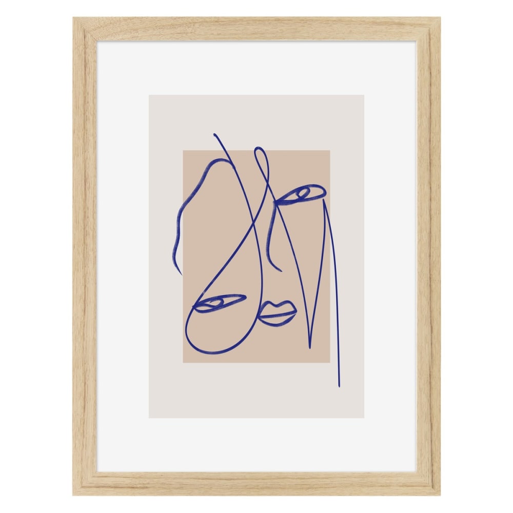 Affiche encadrée en chêne Visages 30x40