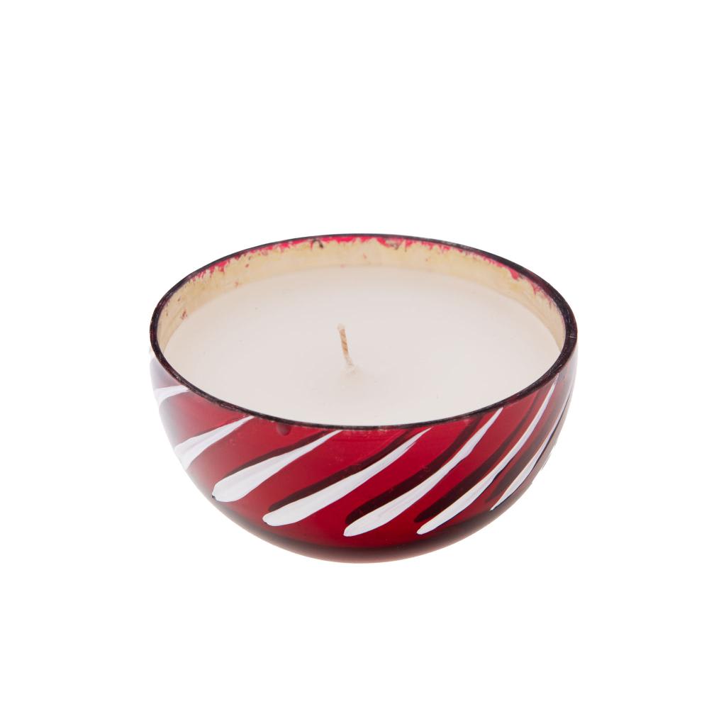 Bougie boule de noel  8 c rouge en cire - Maisons du Monde