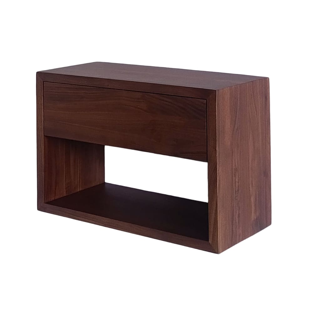 Table de chevet murale en noyer massif